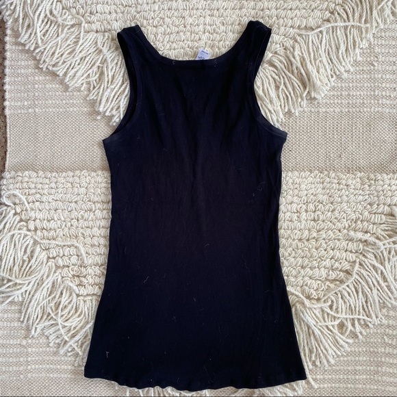 HANRO black ribbed scoopneck tank top M - Picture 9 of 10